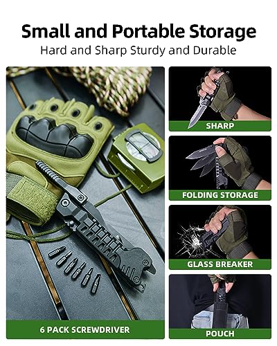 17 in 1 Multitool Knife Fire Starting Stick Bottle Opener Saw for Camping | Screwdrivers Whistle Window Breaker for Hiking, Outdoor, Survival and Everyday Use Gifts for Men Dad
