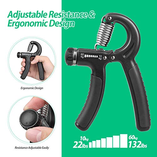 NIYIKOW Grip Strength Trainer, Hand Grip Strengthener, Grip Strengthener, Adjustable Resistance, Forearm Strengthener, Perfect for Musicians Athletes