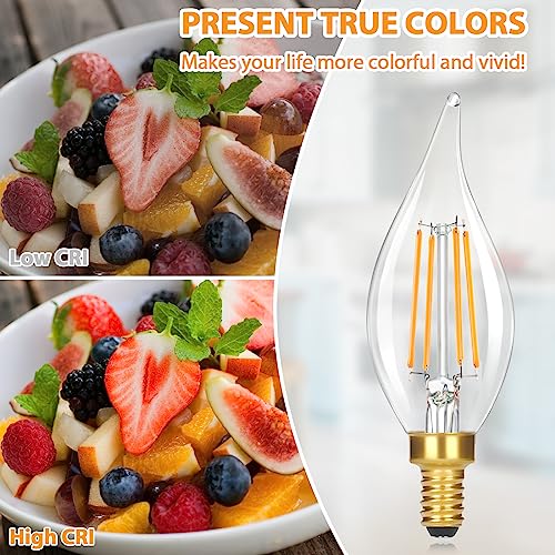 GoBright Dimmable E12 Candelabra LED Light Bulbs 40W Equivalent, 2700K Soft Warm White Chandelier Light Bulbs, 4W 460 LM Flame Tip Candle Light Bulbs, 12-Pack