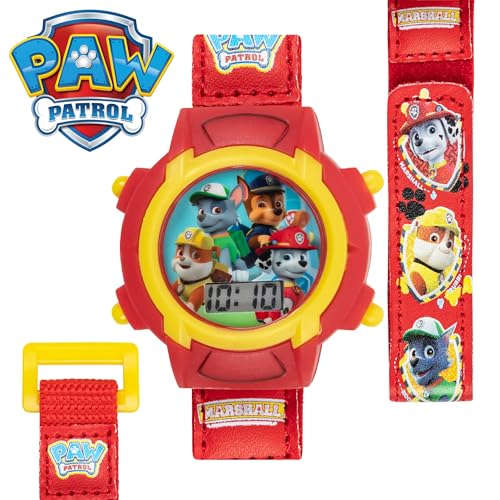 Nickelodeon Paw Patrol Kids Digital Watch with LCD Display, Velcro Strap, Chase, Marshall, Rubble & Rocky, Perfect for Young Fans Learning to Tell Time, Ideal Gift for Kids Ages 3+