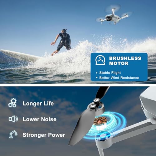2K Drone with Camera for Adults & Beginners, Foldable FPV Mini Drone with Brushless Motor, 36 Min Flight Time, 2 Batteries, One-Key Takeoff/Landing, Gesture Selfie, Carrying Case