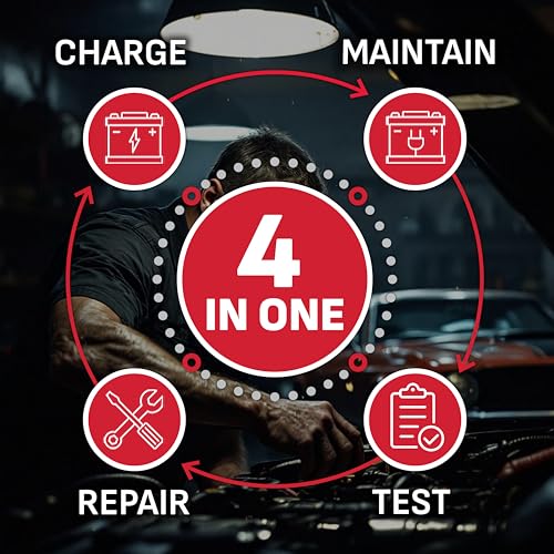 Schumacher Electric Car Battery Charger 12V/6V - Trickle Charger, Maintainer for Automobile & Marine Batteries (AGM/Gel/Deep Cycle) - SC1280