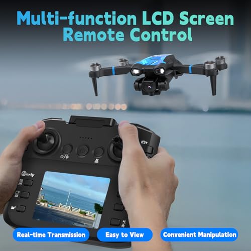 M18LCD Drone with 4K Camera for Adults Drone with Screen on Controller Brushless Motor Optical Flow Positioning Headless Mode One Key Takeoff/Landing RC Quadcopter for Beginners Adults Gifts