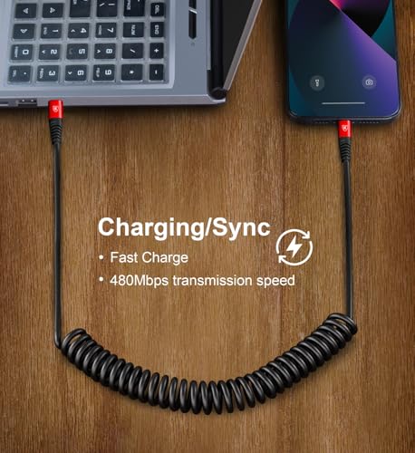 USB C Cable 3ft 2Pack USB C to USB C Charger Cable for Car, Coiled Type C Fast Charging Cable for iPhone 17/16/15/Plus/Pro/Pro Max/MacBook Pro 2020/iPad Pro 2020/iPad Air 4/Samsung Galaxy S23-Red