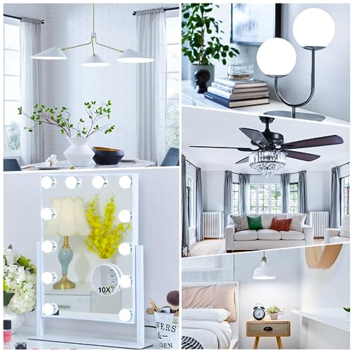 MAXvolador E12 LED 60W Equivalent Daylight White 5000K Ceiling Fan Bulbs, 600LM CRI 85+ Small Base Candelabra Bulbs, 6W Non-Dimmable, Pack of 6