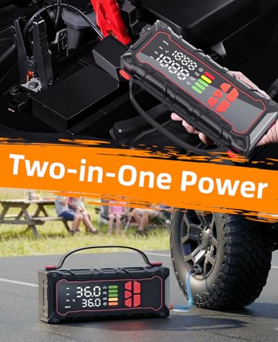 5000A Car Battery Jump Starter with Air Compressor 160PSI, Car Battery Charger 7.0L Gas/6.0L Diesel, Jumper Box for Car Battery with Tire Inflator & Power Bank& Jumper Cables, Father's Day