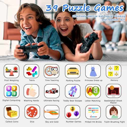 Wiszodet Kids Smart Game Watch with 39 Games HD Touch Screen Video Camera Music Player Pedometer Flashlight Alarm Clock 12/24 hr, Gifts for 5-12 Year Olds Boys