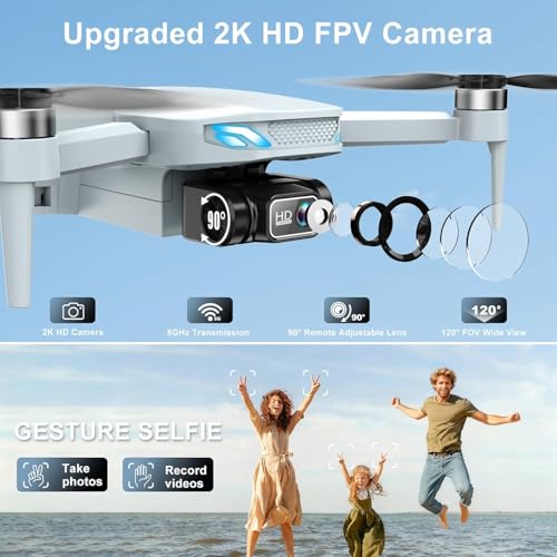 2K Drone with Camera for Adults & Beginners, Foldable FPV Mini Drone with Brushless Motor, 36 Min Flight Time, 2 Batteries, One-Key Takeoff/Landing, Gesture Selfie, Carrying Case