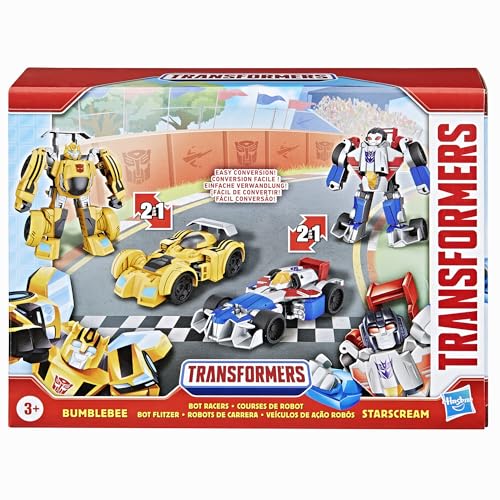 Transformers Bumblebee and Starscream Bot Racers, Easy to Change from Robot Toys to Car Toys, Action Figures for Boys and Girls 3+ ( Exclusive)