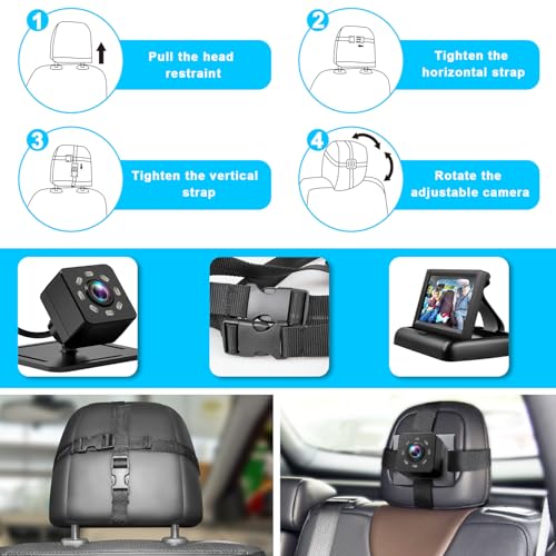 Baby Car Mirror with 4.3'' HD Night Vision Function Display, Safety Car Seat Camera with Wide Crystal Clear View, Easily Observe The Baby’s Move(Not USB)