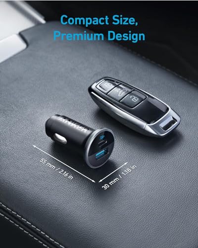 Anker 323 USB-C Car Charger Adapter, 52.5W Cigarette Lighter Charger with 30W PowerIQ 3.0 Fast Charging for iPhone 17/16/15/14/13/12 Series, Galaxy S25/24, Pixel