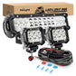 Nilight 12 Inch 72W Spot Flood Combo Led Light Bar 2Pcs 4Inch 18W Flood LED Pods Fog Lights Off Road with Wiring Harness Kit-3 Leads for Van Camper Car Pickup Golf Cart ATV UTV SUV Truck Boat 4x4