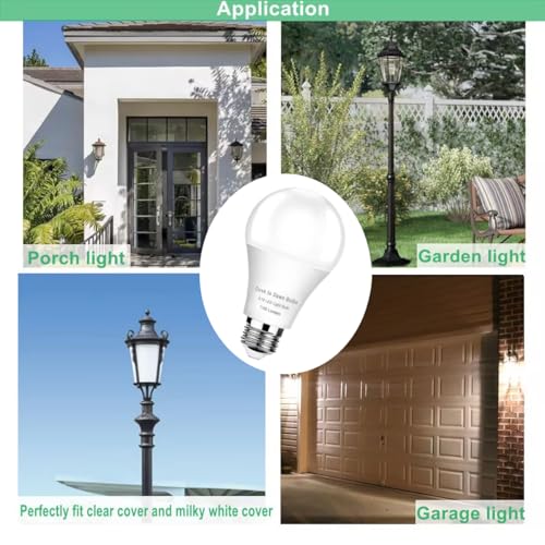 4-Pack Dusk to Dawn LED Light Bulbs, 75W Equivalent, Daylight 5000K 1,100LM, Automatic On/Off Outdoor Light, E26 A19 10W Bright Porch Light Bulbs, for Indoor/Outdoor Yard Patio Garage Garden