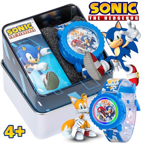 Sonic The Hedgehog Kids Digital Watch – Flashing LED Light-Up Display, Easy-to-Read Time, Adjustable Strap, and Sonic Character Design – Fits Wrists from 5.5" to 8"