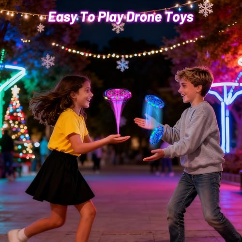 Flying Orb Ball, Safe Indoor Mini Drone Toy for Kids, Hand Controlled UFO Spinner for Active Play & Sensory Fun, Gift for Boys Girls 6-12+（Pink）