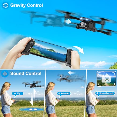 Drone with 1080P Camera - Foldable Remote Control Quadcopter with Gesture Control, 3D Flip, One Key Start, Emergency Stop, 2 Batteries, Easier to use, Toy for Kids Adult Beginners