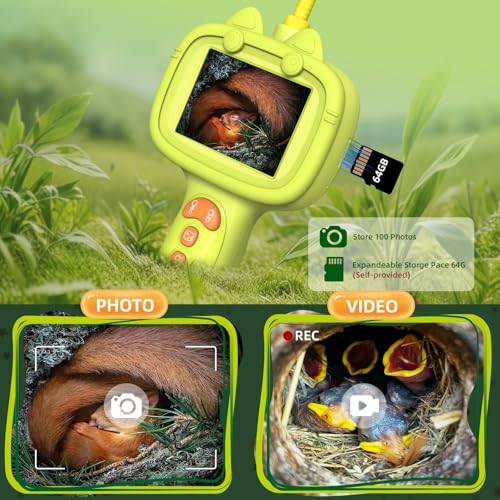 Daxiongmao Borescope Camera with Light for Kids | STEM Science Educational Toy for 3 4 5 6 7 8 Years Old Boys & Girls | Birthday Gift for Outdoor Adventures & Nature Discovery (Yellow)