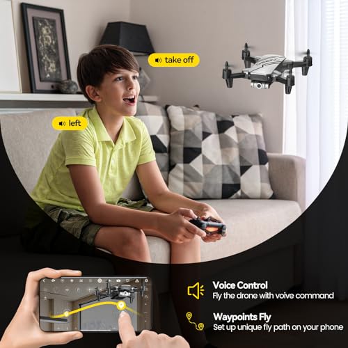 DEERC D20 Mini Drone for Kids with 1080P HD FPV Camera Remote Control Toys Gifts for Boys Girls with Altitude Hold, Headless Mode, One Key Start Speed Adjustment, 3D Flips 2 Batteries, Silver