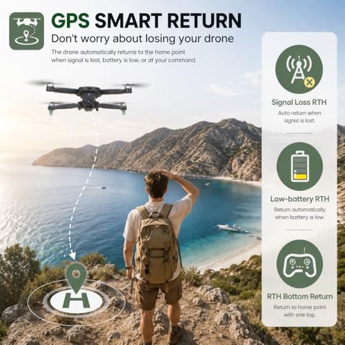 Holy Stone HS175D GPS Drone with 4K Camera for Adults, Under 249g, Foldable RC Quadcopter with Auto Return, 46 Mins Long Flight, Follow Me, Brushless Motor, Circle Fly, Waypoint Fly, Altitude Hold