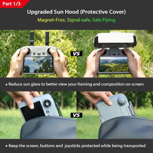 Arzroic RC 2 Protective Sun Hood Kit with Screen Protector & Neck Lanyard for DJI Mini 5 Pro/Avata 360/Mini 4 Pro/Mavic 4 Pro/Flip/Air 3S/Air 3 Accessories