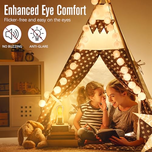 LED Edison Bulbs Dimmable, E26 Bulb 60 watt Equivalent, Soft White 2700K, ST58 Vintage Light Bulbs, 90+ CRI, 6W 600LM, E26 Medium Base, Clear Glass, 10 Pack