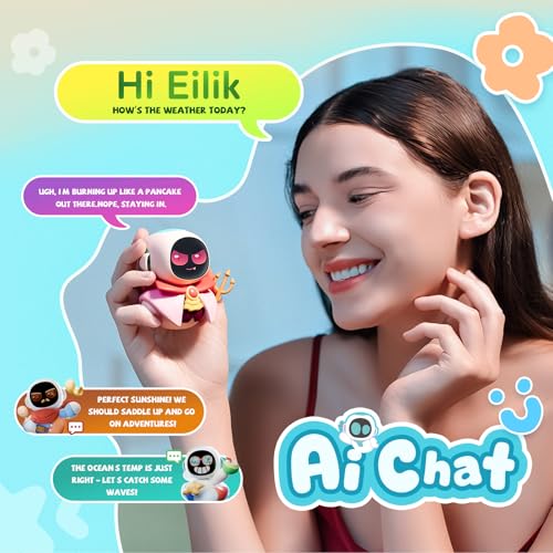 ENERGIZE LAB Eiliko Aquamarine - Your Tiny AI Charm Robot that Matches Every Daily Outfit, Fun Electronic Pendant Toys, for Couples and Best Friends.