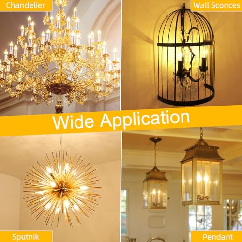 E12 Candelabra Bulb 40 watt Equivalent, E12 LED Bulb Dimmable Chandelier Light Bulbs, B10 Candle Light Bulbs 2700K Soft White, 90+CRI, 400LM, Clear Glass, 12 Pack