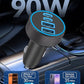 iPhone 17 16 15 Car Charger Fast Charging, 90W 4-Port USB C Fast Car Charger Cigarette Lighter Adapter with 240W 3FT USB-C Cable for iPhone 17/Air/17 Pro/17e/16/15 Pro Max/Plus/16e, iPad, Android
