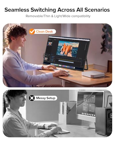 Portable Monitor 24” 144Hz 1080P, 145% sRGB QLED Gaming Monitor, 0.1MS FreeSync, 450Nits Laptop Monitor, USB-C & HDMI, VESA & Stand, Large Second Screen for Laptop, Computer, Mini PC, Game Consoles