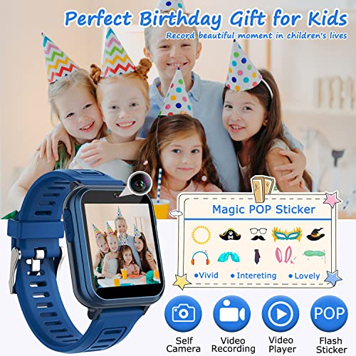 Wiszodet Kids Smart Game Watch with 39 Games HD Touch Screen Video Camera Music Player Pedometer Flashlight Alarm Clock 12/24 hr, Gifts for 5-12 Year Olds Boys