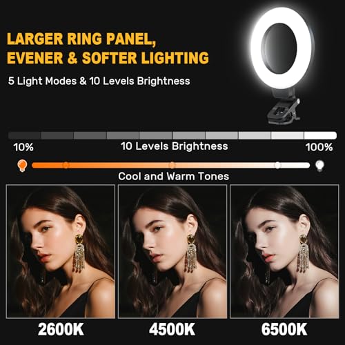 Anautin Ring Light for Video Conference Lighting,360°Adjustable,Portable LED Video Conference Lighting for Monitor,Laptop&Desktop Computer,Streaming Light for Zoom Meetings, Selfie Makeup, Video Calls