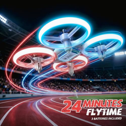 Drone for Kids & Adult, 3 Batteries 24 Min Flight Time, Anti-Collision RC Quadcopter with LED Light, Altitude Hold, Easy to Fly Kids Gifts for Boys & Girls Ages