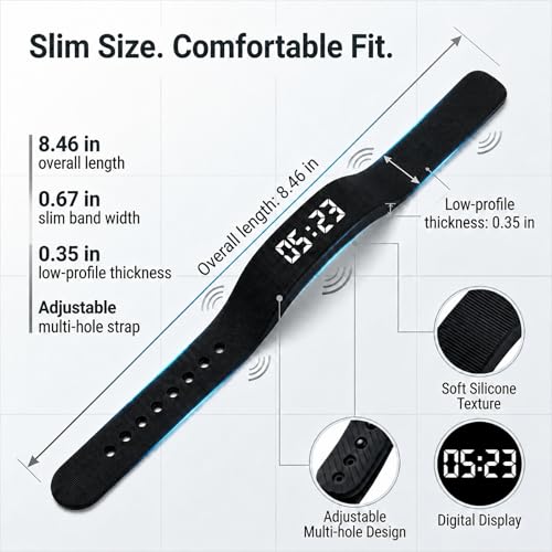 Vibrating Alarm Wristband Clock for Heavy Sleepers Wake Band Wrist Watch Silent Vibration Bracelet Loud Adults Strike Deaf People Despertar with that Won't Partner Extremely Deep (Black)