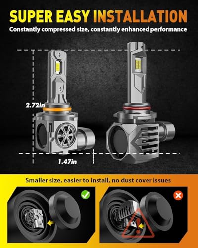 Latest 9005 9006 LED Bulbs, 100,000LM Brightness Hi/Low Beam, 85000+ Hours Long Service Life, 6500K Cool White, Real 1:1 Halogen Size 9005/HB3 9006/HB4 Fog Lights, Plug N Play, Pack of 2