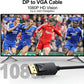 DisplayPort to VGA Cable 6 Ft, 2-Pack Display Port DP to VGA Adapter Cord Male to Male HD Video 1080P for Computer, Monitor, TV, Projector