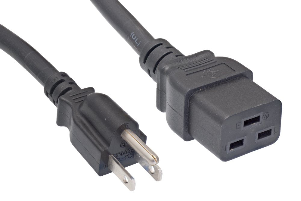 NEMA 5-15P to IEC 320 C19 Power Cord Extension, 14AWG, 15A 125V, 6ft – For IEC C19 Inlet Equipment Only (Not C13 / Not 20A Devices)