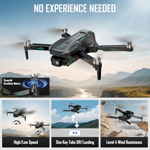 GPS Drone with 4K Camera for Adults, FPV RC Quadcopter, 5-inch LCD Tablet Screen, Auto Return, GPS Follow, Circle Fly, 60-min Flight Time,Brushless Motor, Lightweight Foldable Drone for Beginners