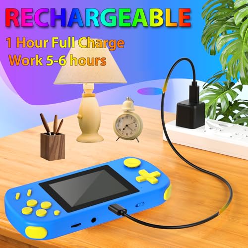 Handheld Games for Kids Rechargeable Preloaded 218 Retro Video Games, Blue | USB Rechargeable 3.0" HD Screen, Portable Kids Travel Toys, Mini Gaming Player Xmas Birthday Gifts for Boys Girls Ages 4-13