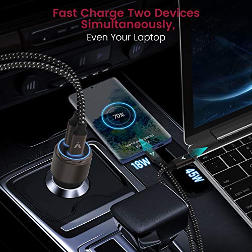 VELOGK Super Fast Type C Car Charger [73W Turbo], Fast Adaptive 55W 45W PPS/PD&QC3.0 USB C Car Adapter[Super Fast Charging 2.0]for Samsung S26 Ultra/S25 Ultra/S24 Ultra/S23 Ultra/S22+,iPad Pro,Macbook