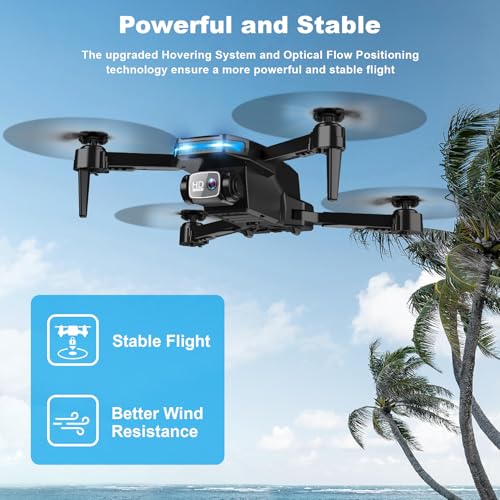 Drone with Camera - Drone with Screen on Controller for Beginners, Foldable Remote Control Quadcopter with Gesture Control, 3D Flip, One Key Start, Emergency Stop, 2 Batteries, Easier to use