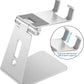 Adjustable Cell Phone Stand, OMOTON Aluminum Desktop Cellphone Stand with Anti-Slip Base and Convenient Charging Port, Fits All Smart Phones, Silver