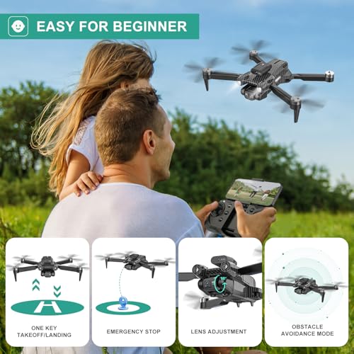 MSMV 4K Camera Drone for Adults Kids, Wireless RC Toys, Small Drone with Emergency Stop, One Button Return, Stable Altitude Hold, APP Control, 360° Flips, 2 Batteries & Carrying Case, Charcoal Black