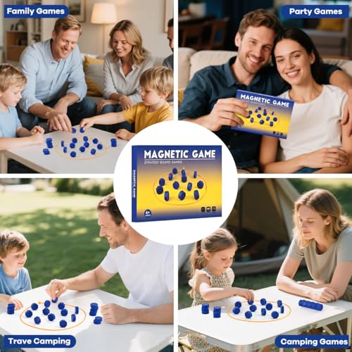 Magnetic Chess Game with Full-Size Stones, Magnet Game with String, for Family & Party & Travel & Camping, Puzzle Strategy Games, 2 Player Games for Kids & Adults