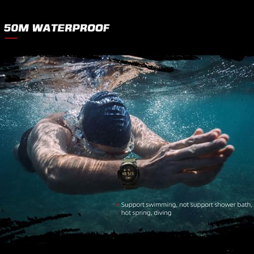 CakCity Tactical Watches for Men Military Sport Watches with Carbon Fiber Case Lightweight Waterproof Watch for Women/Men Digital Watches with Compass,Step Counte,Metronome,5ATM