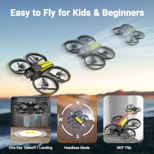 Drone for Kids with Camera and 4.5" Screen Remote – Beginner RC Drone with Brushless Motor, Optical Flow Hover, One-Key Takeoff, 2 Batteries