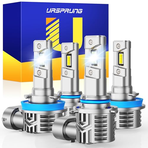 Ursprung Ultra Bright H11 9005 Led Bulb Combo, Upgraded 5th-Gen 16 CSP for Superior Brightness, 6500K Cool White, H8/H9/HB3 Fog Bulb HID, 90,000 Hours Lifespan, IP68 Waterproof, Pack of 4