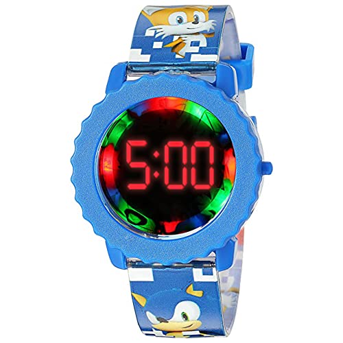 Sonic The Hedgehog Kids Digital Watch – Flashing LED Light-Up Display, Easy-to-Read Time, Adjustable Strap, and Sonic Character Design – Fits Wrists from 5.5" to 8"