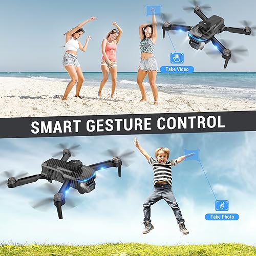 MSMV High-Resolution 4K HD Camera Drone, Wireless RC Toys for Boys Girls, One Button Return, Emergency Stop, Headless Mode, 360° Flips, 2 Batteries & Carrying Case for Kids Adults Beginners, Black
