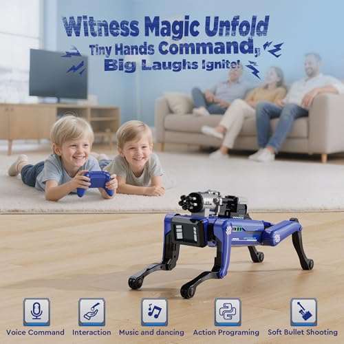 Robot Dog - Interactive STEM Toys with Voice & Remote Control, 30+ Lifelike Actions, Programmable Play, 25m Range, Durable & Safe - Best Gift for Kids 6-12