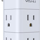 USB Multi Plug Outlet Extender - YISHU Surge Protector with Rotating Plug, 6 AC Plug Extender with 3 USB Ports, 3-Sided Swivel Power Strip Best Ideal Stocking Stuffers for Adults